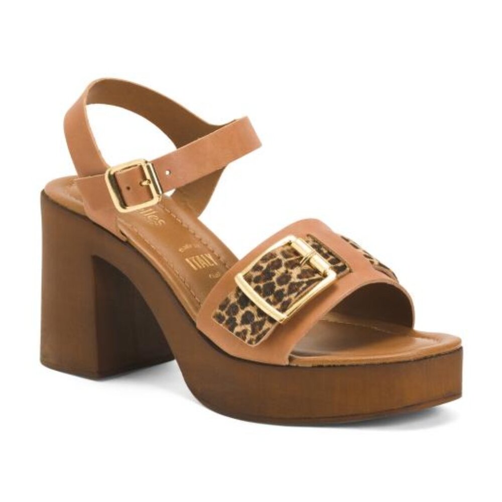 SEYCHELLES Made In Italy Leather In Charge Leopard Heeled Sandals